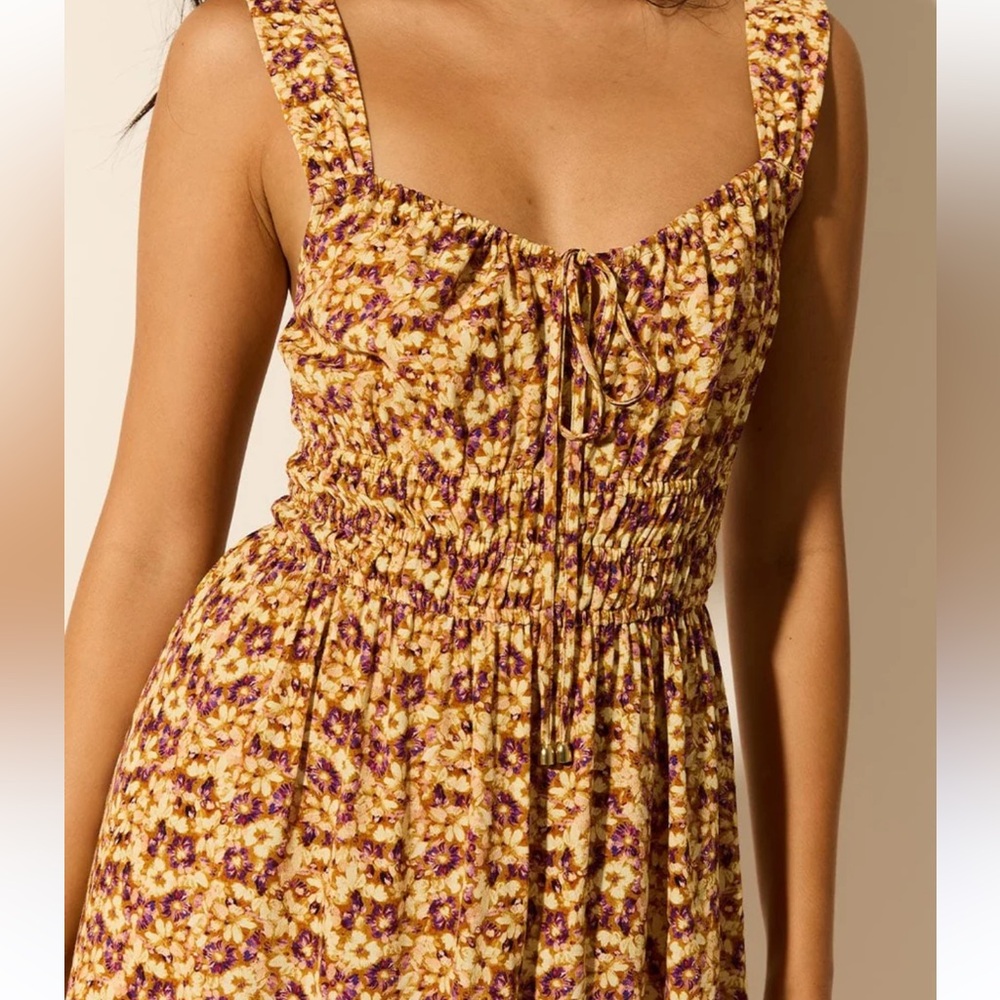 Kivari Mia strappy sz 4 Brown floral midi Women's dress MINT boutique $238 Mint